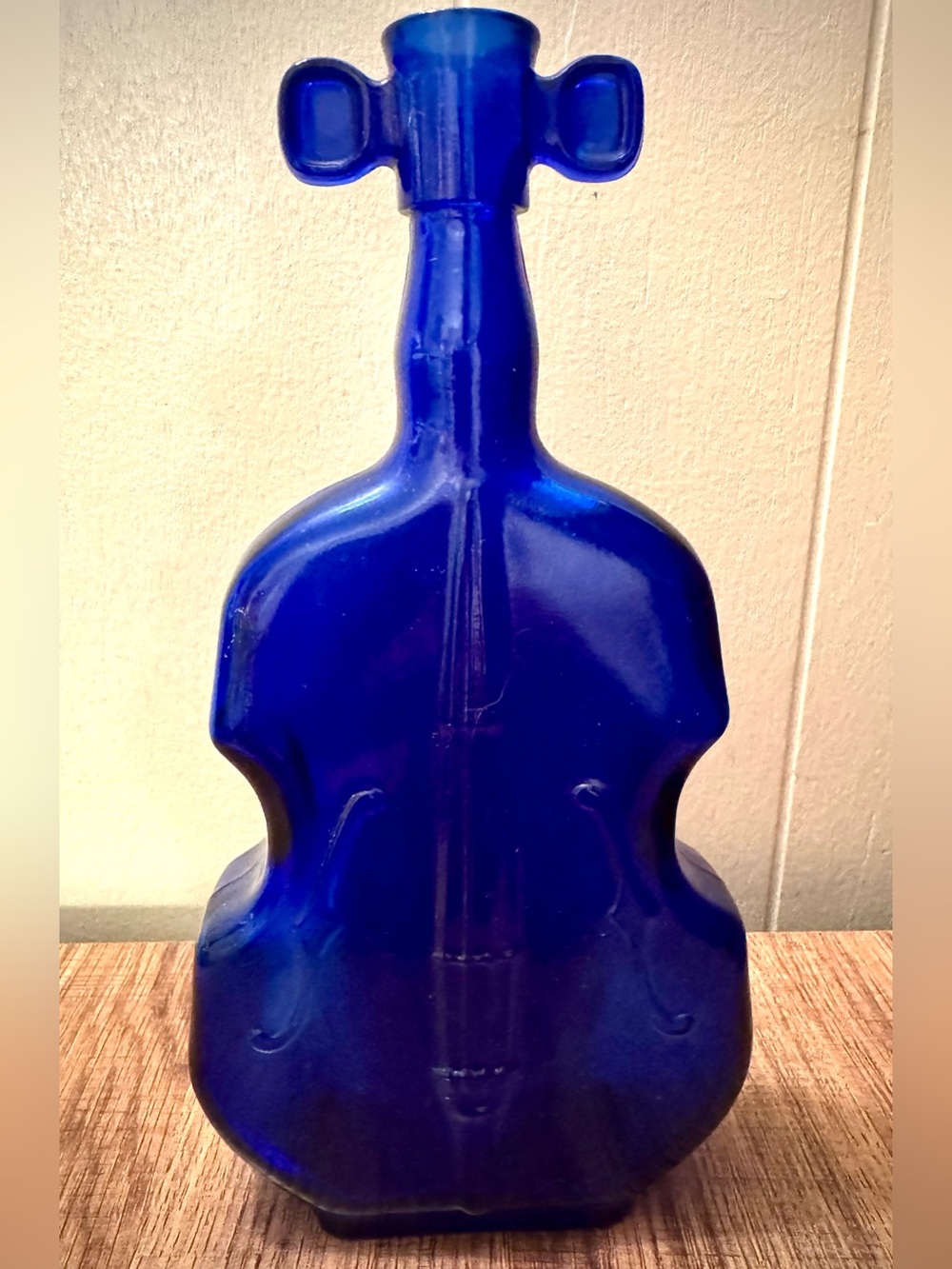 Handblown Cobalt Blue Glass Violin Sculpture Vase
